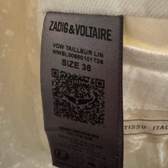 NW ZADIG & VOLTAIRE VOW LINEN BLAZER - Picture 5 of 6